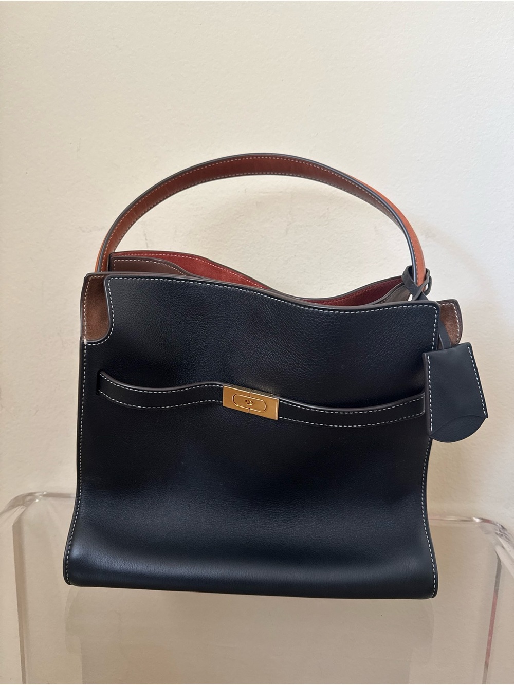 Tory Burch Lee Radziwill Leather Double Bag Black